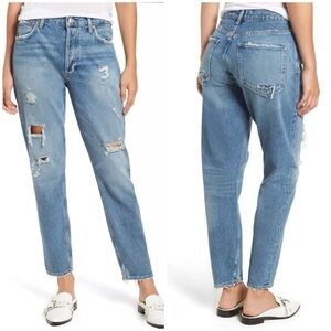 AGOLDE Jamie High Rise Classic Isolation Jeans Distressed Bottom Fly Size 27